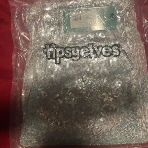Tipsy Elves Sequin Women’s Silver Large Leggings NWT